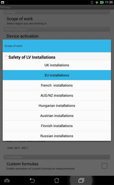 Android Metrel Electrical Safety Manager